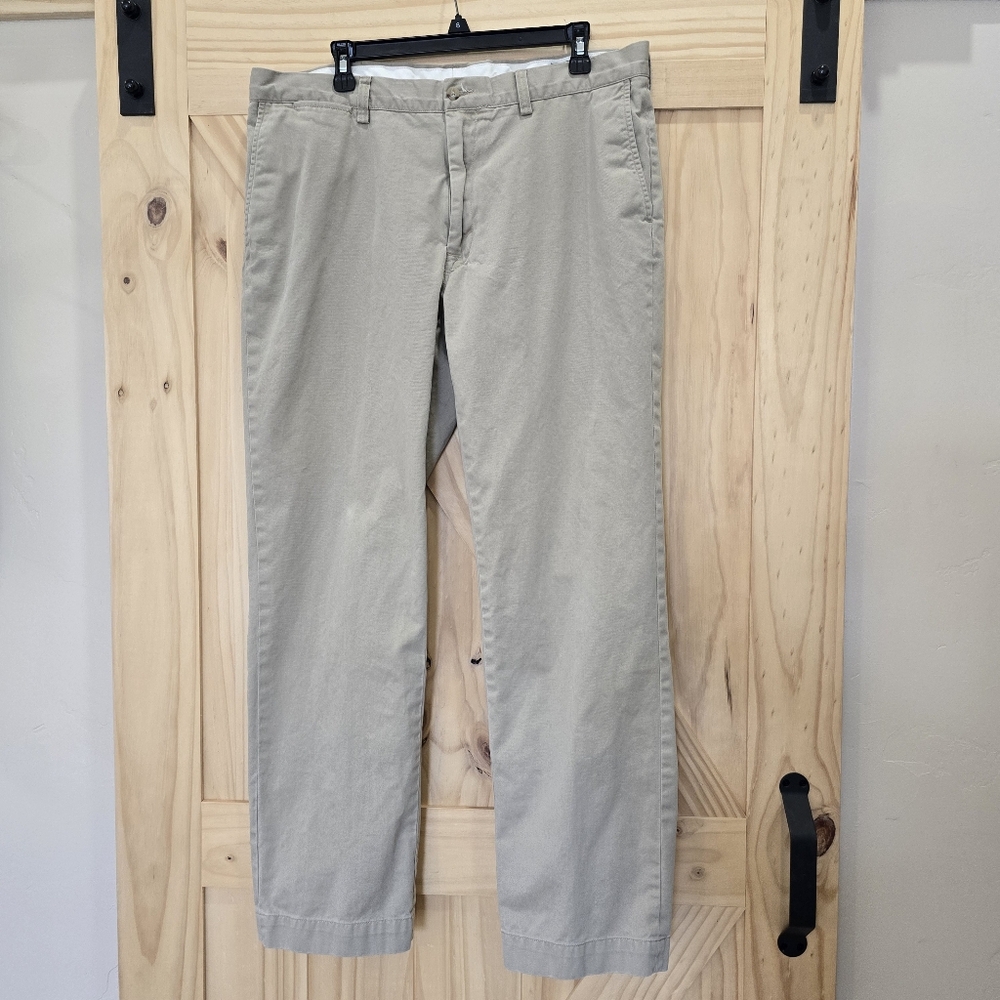 POLO RALPH LAUREN CLASSIC FIT FLAT FRONT BEIGE KHAKI CHINO PANTS MENS SIZE 38X32